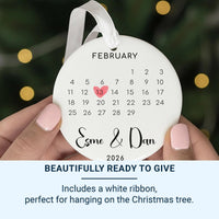 Calendar Date Ornament - Special Day Keepsake with Heart & Names for Couples