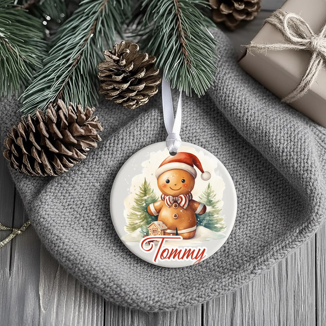 Gingerbread Santa Ornament - Festive Keepsake with Name for Christmas Tree
