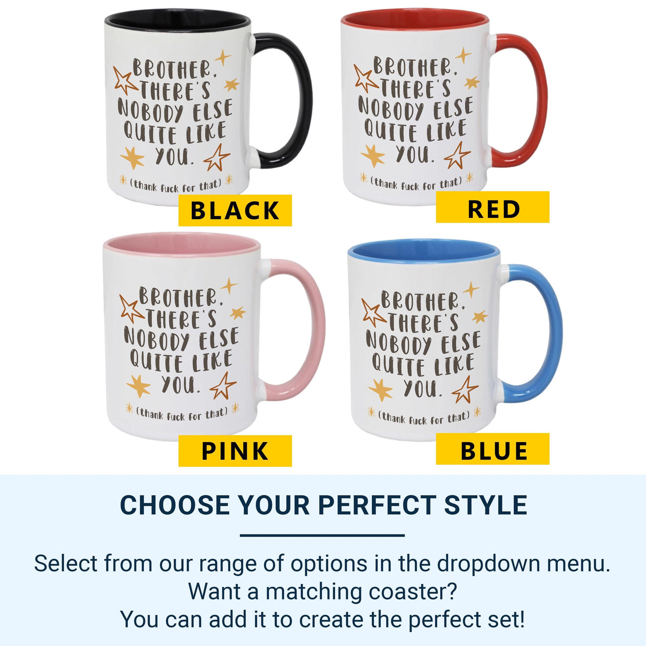 Brother Nobody Quite Like You Mug – Funny Brother Gift – Cheeky Star Design for Birthdays, Christmas and Sibling Banter