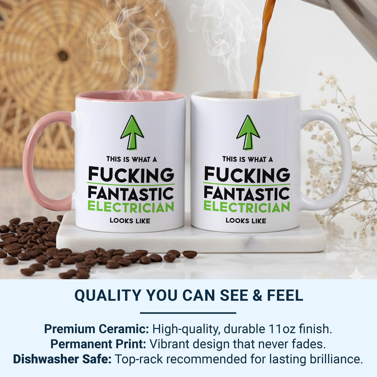 Personalised Photo Mug - Custom Picture Gift for Everyday Use and Memory Moments - Bright Print, Name/Date Option