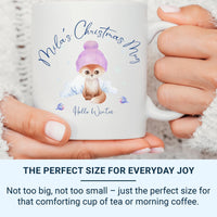 Personalised Christmas Mug – Kids Winter Holiday Mug with Hello Winter Design