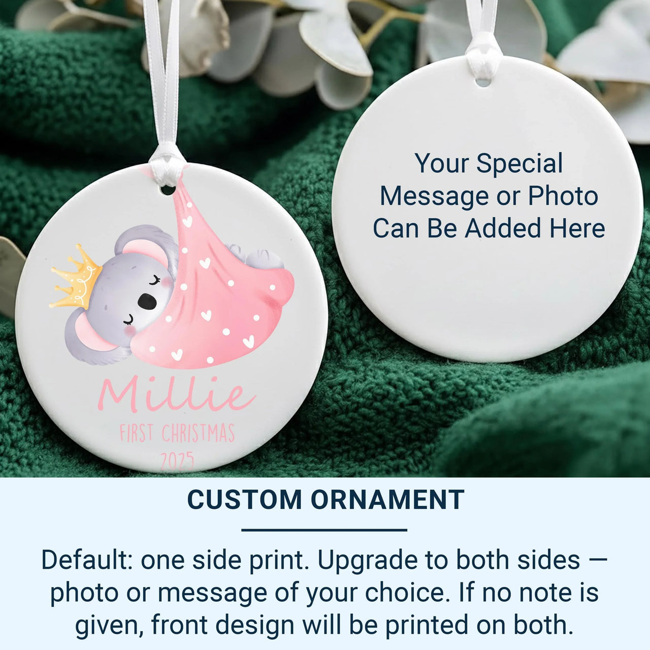 Sleeping Koala Baby Ornament - First Christmas Keepsake with Crown for Newborn Boys & Girls