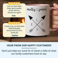 Personalised Couple Mug – Custom Love Arrows Ceramic Coffee Cup | Romantic Wedding Gift