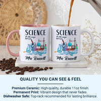 Science: It’s Like Magic but Real - Personalised Teacher Mug with Surname - End of Term, Lab Hero and Subject Thank-You Gift