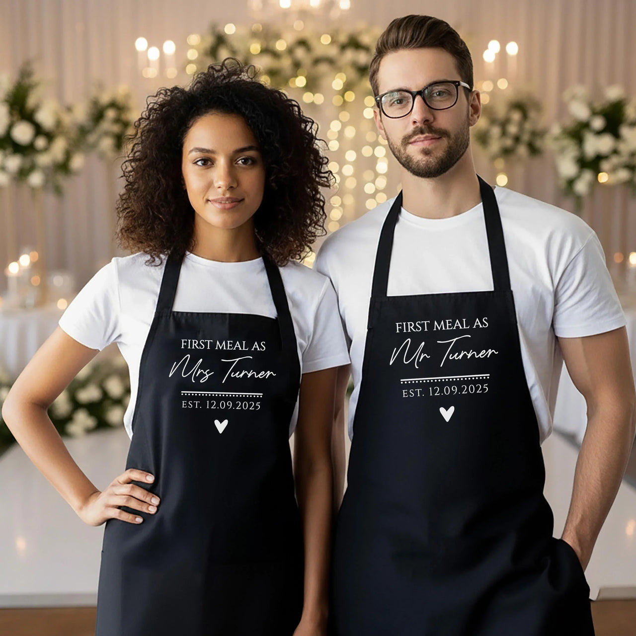 Personalized Wedding Apron – Custom Name, Adjustable Cotton & Durable Polyester Blend
