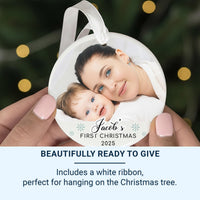 Baby's First Christmas Photo Ornament - Personalised Ceramic Decoration - Unique Family Gift Idea - New Baby Christmas Tree Ornament