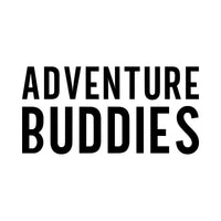 'ADVENTURE BUDDIES' iron-on transfer artwork in bold black capitals on white