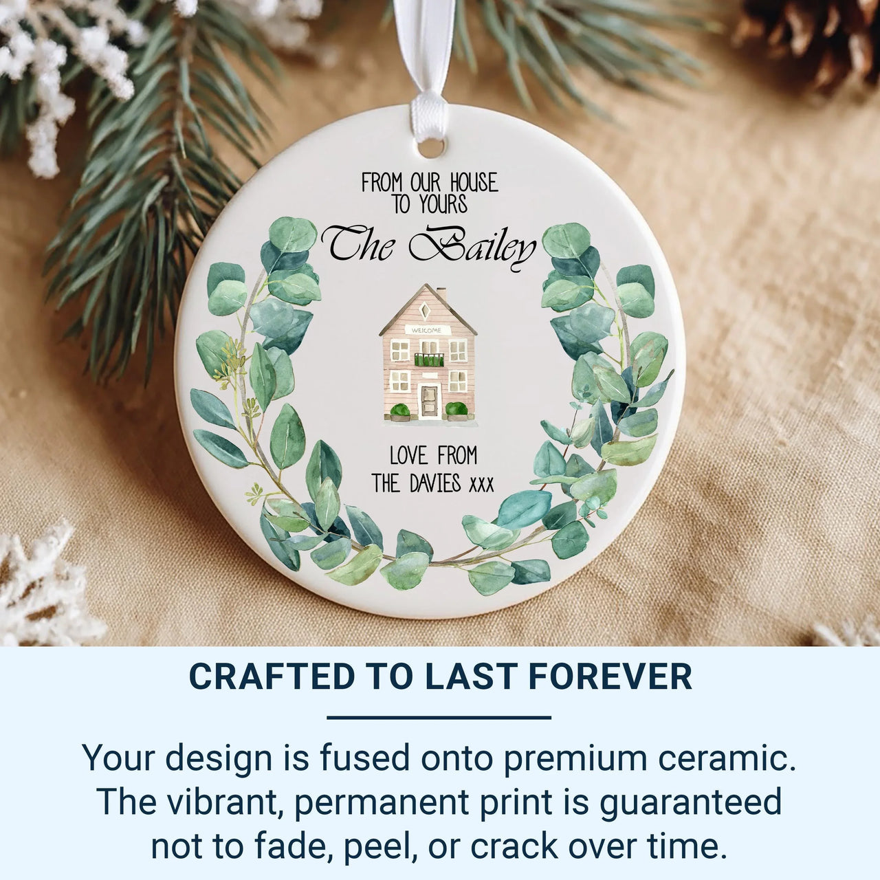 New Home Ornament - Watercolour House Keepsake for Housewarming & First Christmas Together