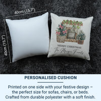 Personalised Fireplace Christmas Cushion - Cosy Festive Keepsake with Family Name & Stockings