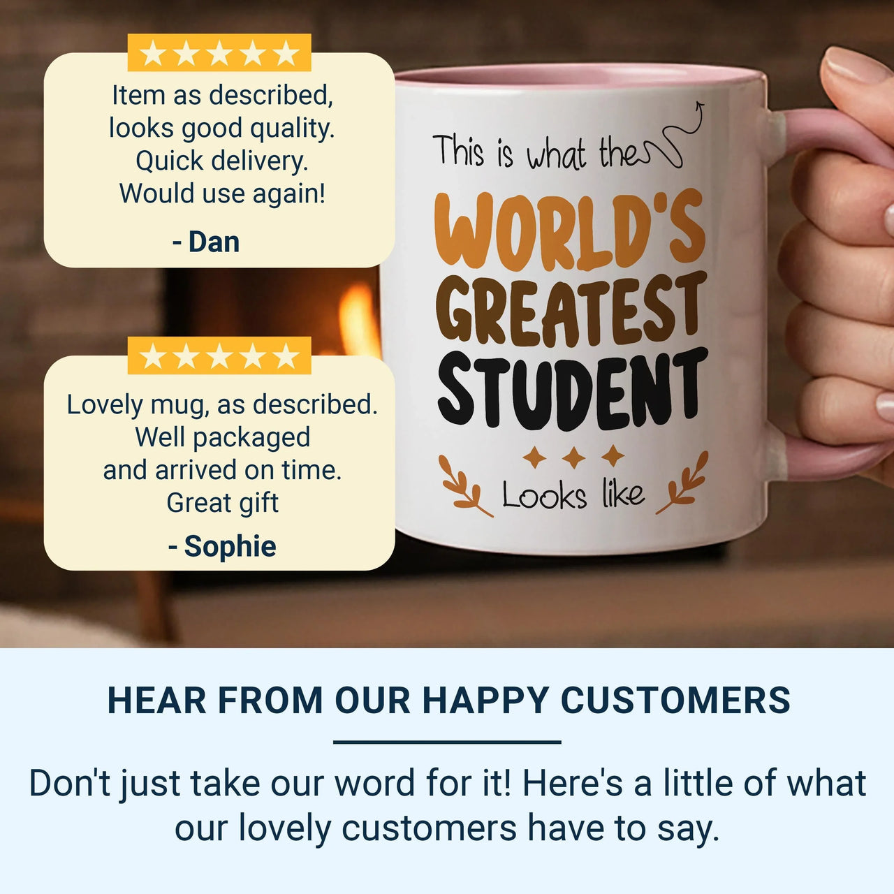 Greatest Student Mug – Funny Ceramic Coffee Cup With Playful Design & Stars