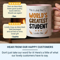 Greatest Student Mug – Funny Ceramic Coffee Cup With Playful Design & Stars