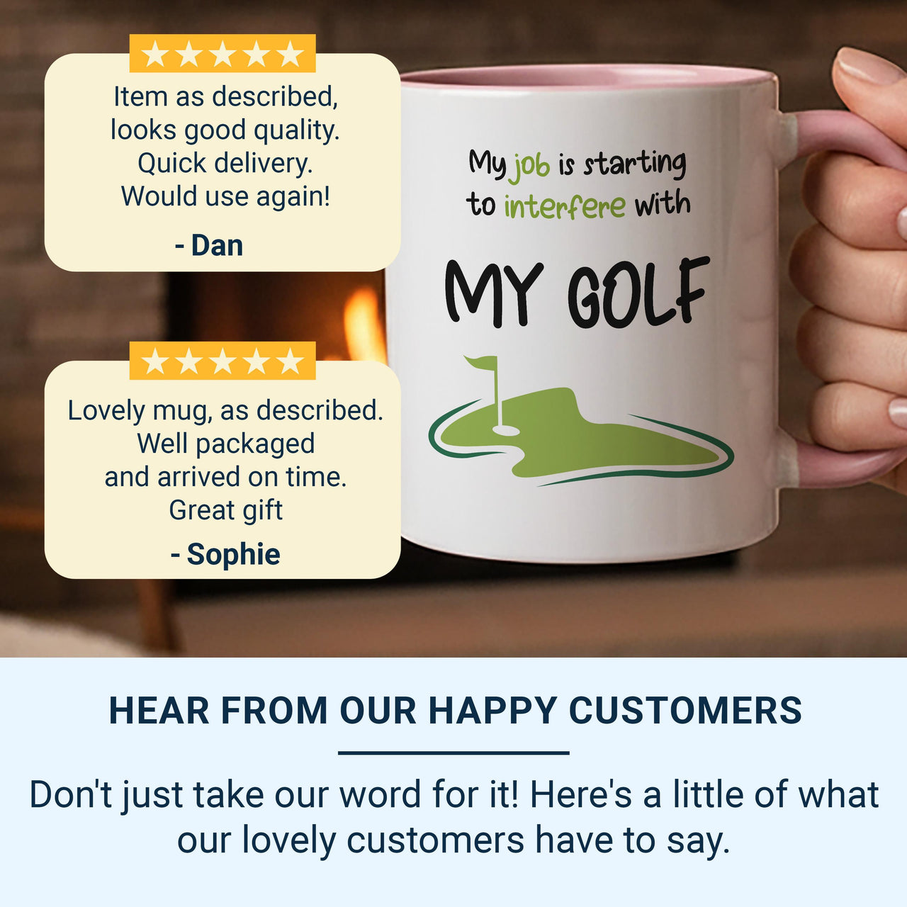 My Job Interfering With Golf Mug – Funny Golfer Gift – Humour Cup for Golf Lovers, Tee Time and Retirement