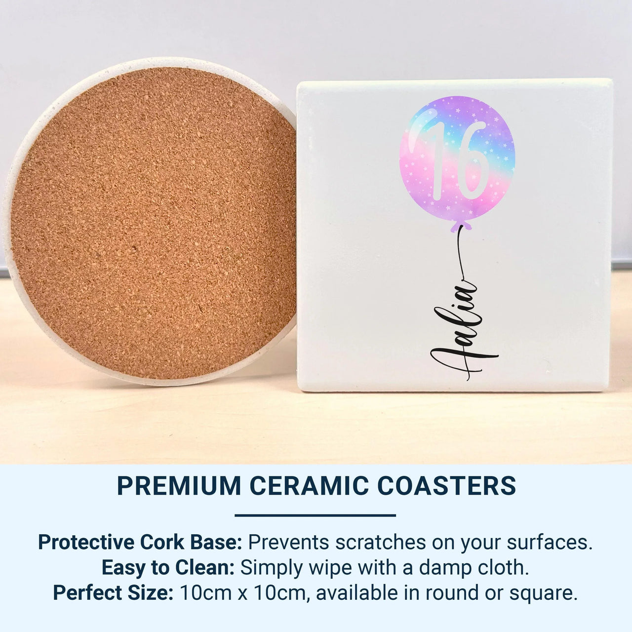 16th Birthday Mug – Personalised Name and Star Balloon Design – Sweet Sixteen Milestone Gift and Morning Surprise