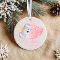 Sleeping Koala Baby Ornament - First Christmas Keepsake with Crown for Newborn Boys & Girls