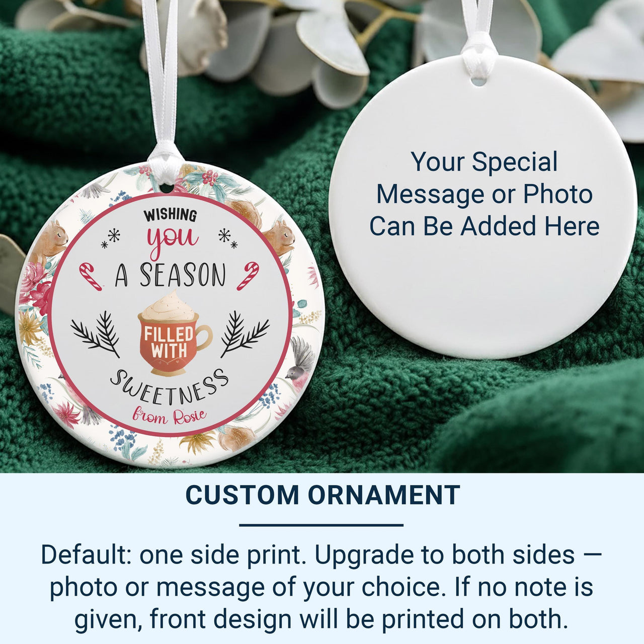 Hot Cocoa Ornament - Sweet Holiday Keepsake with Message for Family & Friends