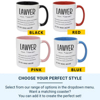 Lawyer Definition Mug – Funny Solicitor Coffee Cup | Barrister Office Humour Gift