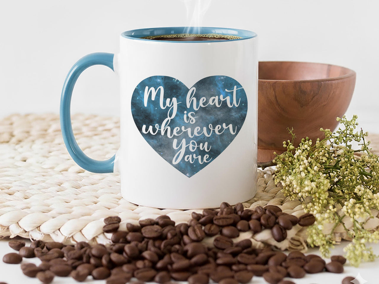 Galaxy Heart Mug Personalised with Romantic Quote _ Custom Name for Anniversary and Valentine Gift