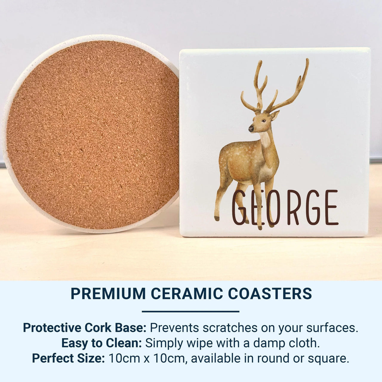 Personalised Name Mug – Watercolour Deer Design | Custom Coffee Mug For Nature Lovers