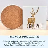 Personalised Name Mug – Watercolour Deer Design | Custom Coffee Mug For Nature Lovers