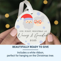 Nanny & Grandad Ornament - First Christmas Keepsake with Santa Faces for Grandparents