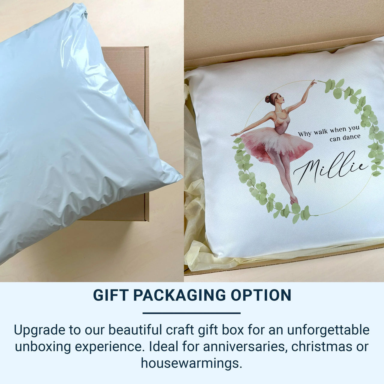 Personalised Ballet Cushion – Custom Ballet Pillow | Girls Bedroom Decor