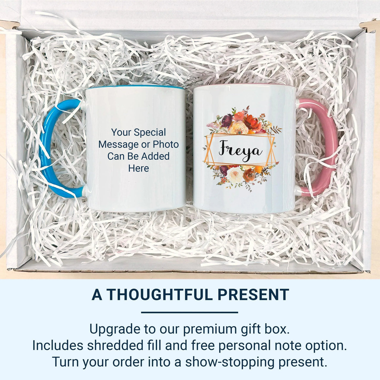 Personalised Floral Mug – Custom Name Keepsake Coffee Cup with Red Orange Flowers