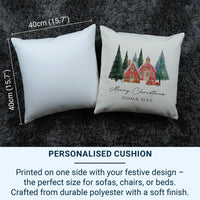 Personalised Christmas Cushion – Red Winter Design | Linen & White Cover