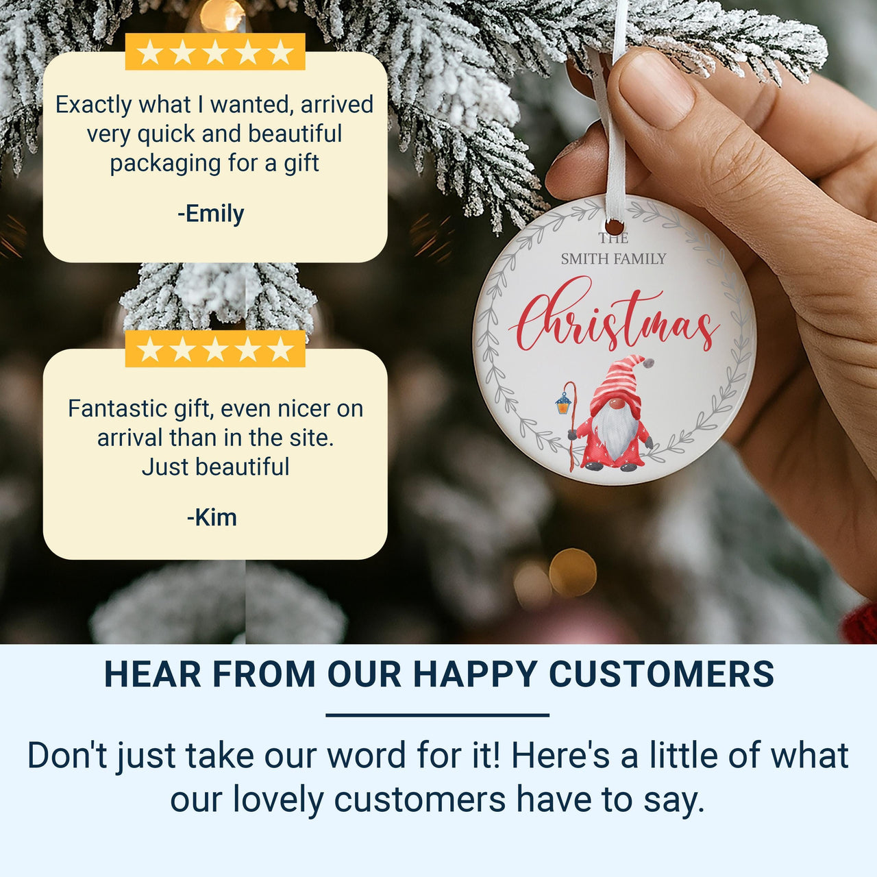 Gnome Family Ornament - Festive Keepsake with Surname for Cosy Christmas Tree