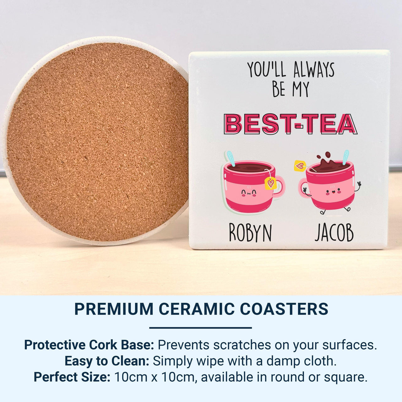 You’ll Always Be My Best_Tea Mug – Personalised Names with Cute Teacups – Bestie Birthday, Friendship Thank_You and Tea_Lover Gift