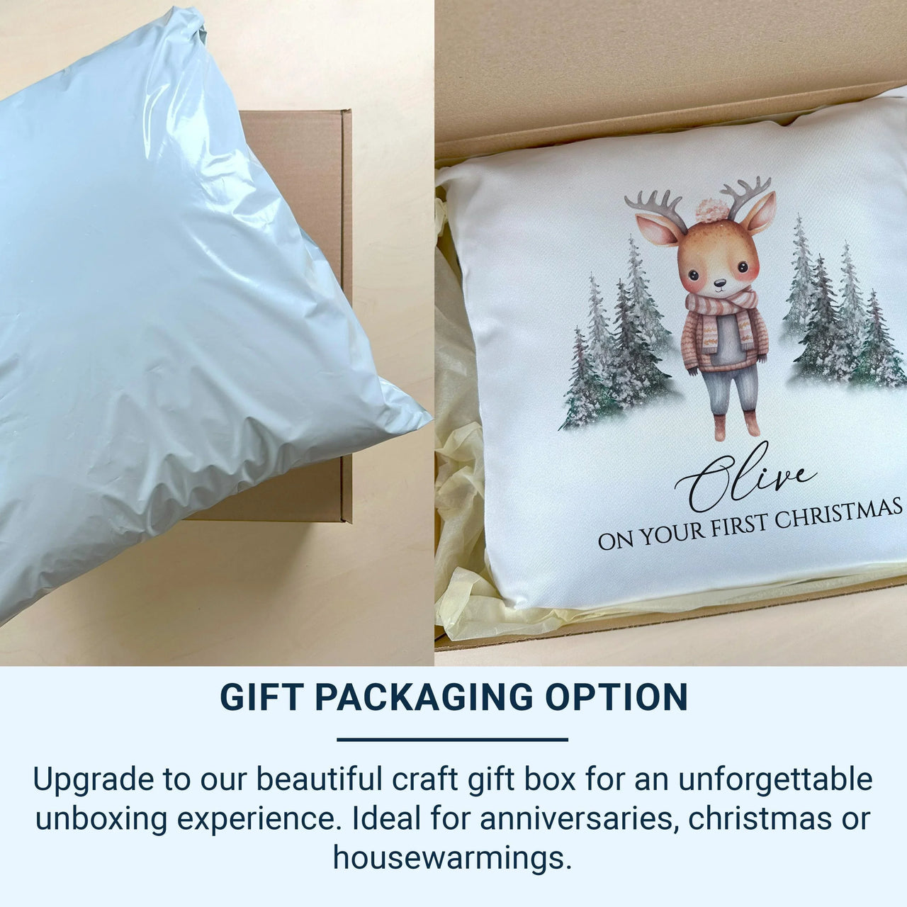 Personalised Baby Cushion – Custom Nursery Cushion | Baby's First Christmas Gift