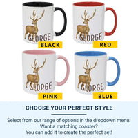 Personalised Name Mug – Watercolour Deer Design | Custom Coffee Mug For Nature Lovers