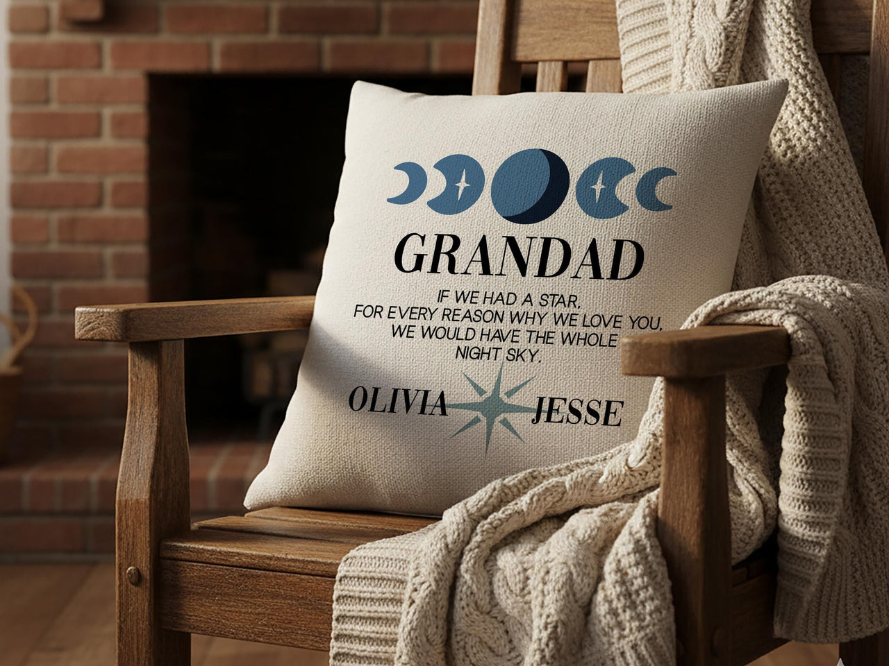 Personalised Grandad Cushion - Starry Sky Design with Heartfelt Message & Names