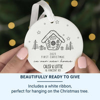 New Home Gingerbread Ornament - Line Art House Keepsake with Address & Names