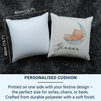 Personalised Baby Cushion - Sleeping Bear on Moon with Name