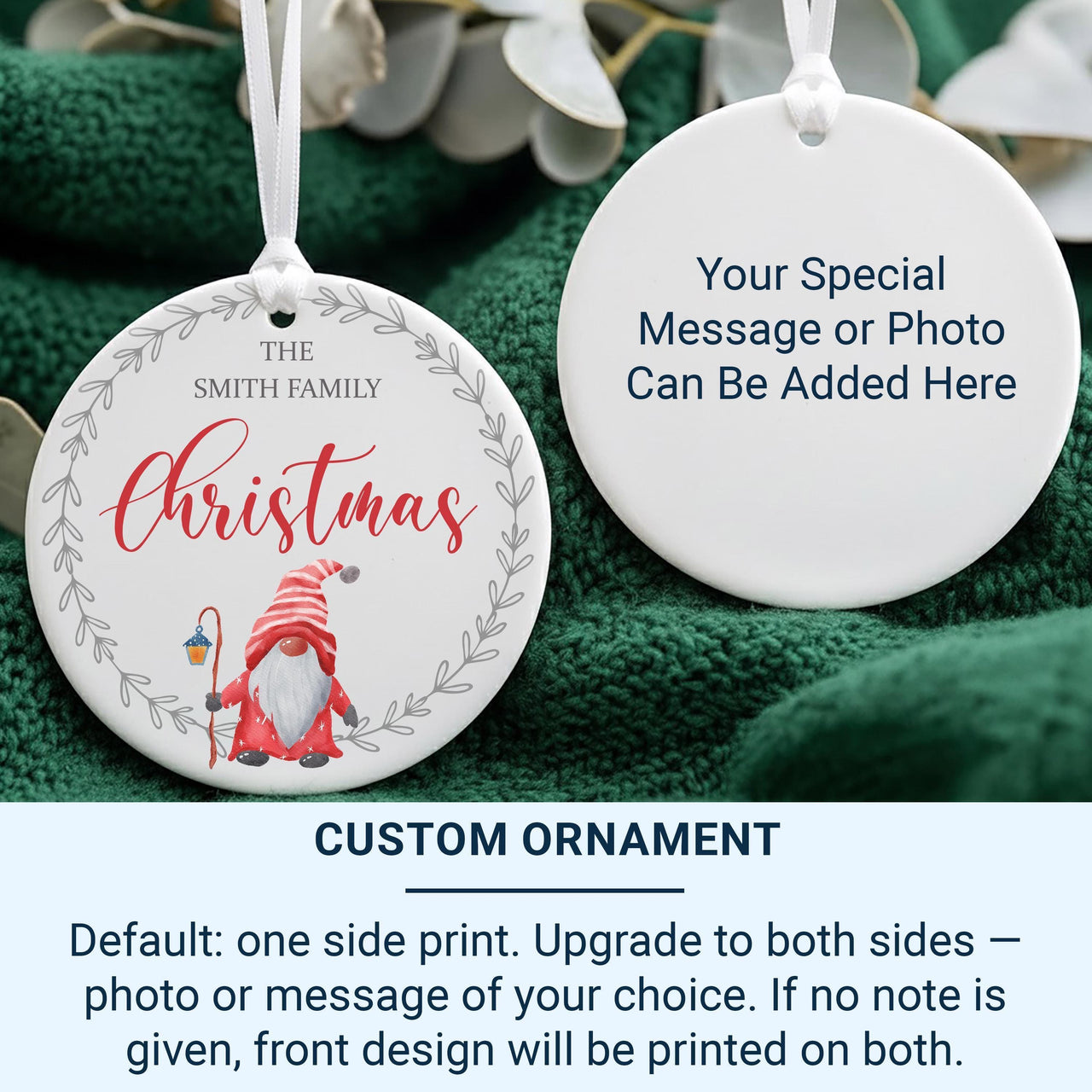 Gnome Family Ornament - Festive Keepsake with Surname for Cosy Christmas Tree