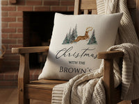 Personalised Christmas Family Cushion - Minimalist Reindeer Design - Xmas Decor - Perfect Gift for Friend - Unique Stocking Filler