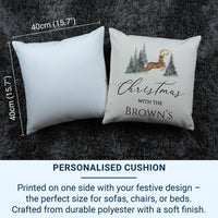 Personalised Christmas Family Cushion - Minimalist Reindeer Design - Xmas Decor - Perfect Gift for Friend - Unique Stocking Filler