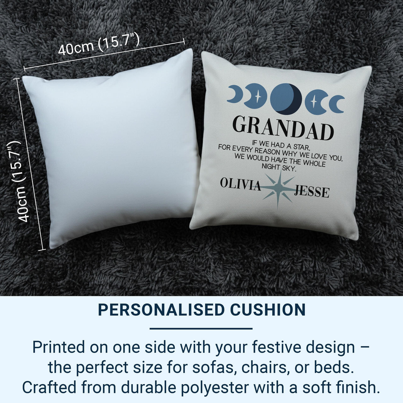 Personalised Grandad Cushion - Starry Sky Design with Heartfelt Message & Names