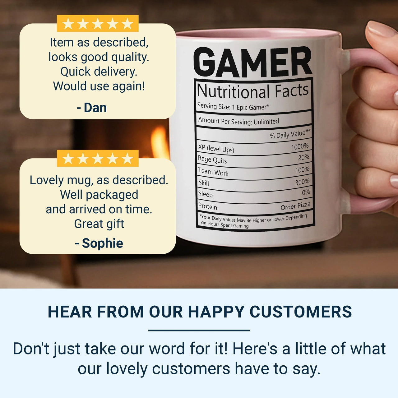 Gamer Nutritional Facts Mug _ Funny Personalised Gaming Gift for Streamers and Players