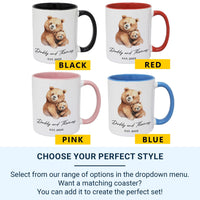 Daddy and Baby Personalised Mug – Names with EST. Year and Watercolour Bears – New Dad, First Father’s Day and Night_Feed Companion