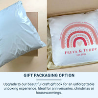 Personalised Rainbow Love Cushion - Heartfelt Keepsake with Names, Quote & Hearts for Couples