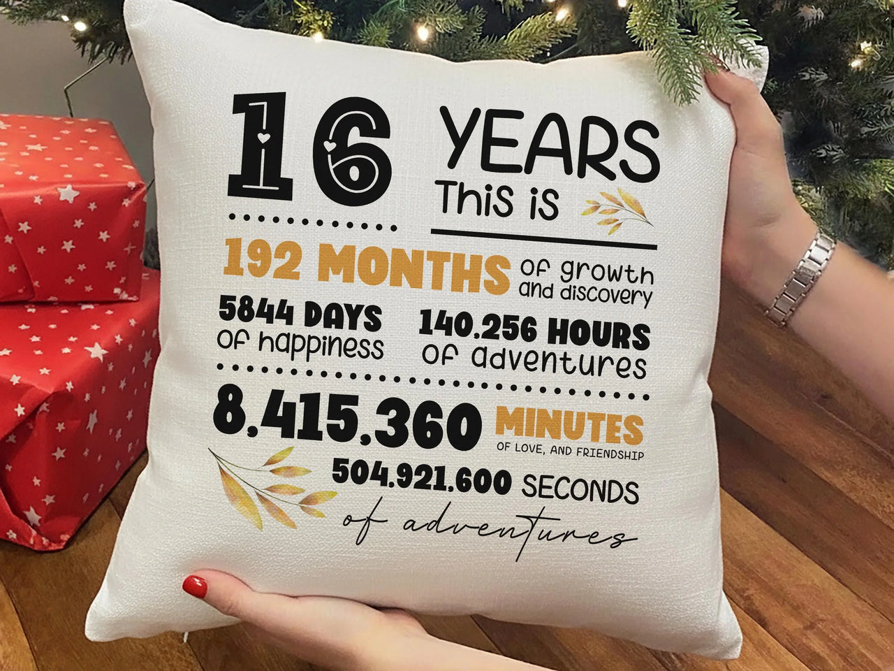 16th Anniversary Cushion – Personalised Gift | Elegant Milestone Cushion by DENMARY