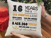 16th Anniversary Cushion – Personalised Gift | Elegant Milestone Cushion by DENMARY