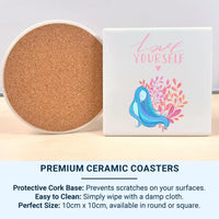 Love Yourself Mug – Motivational Ceramic Coffee Cup with Botanical Art