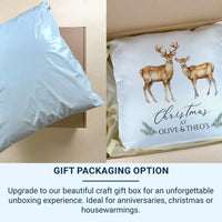 Personalised Family Christmas Cushion - Watercolour Deer Design with Names