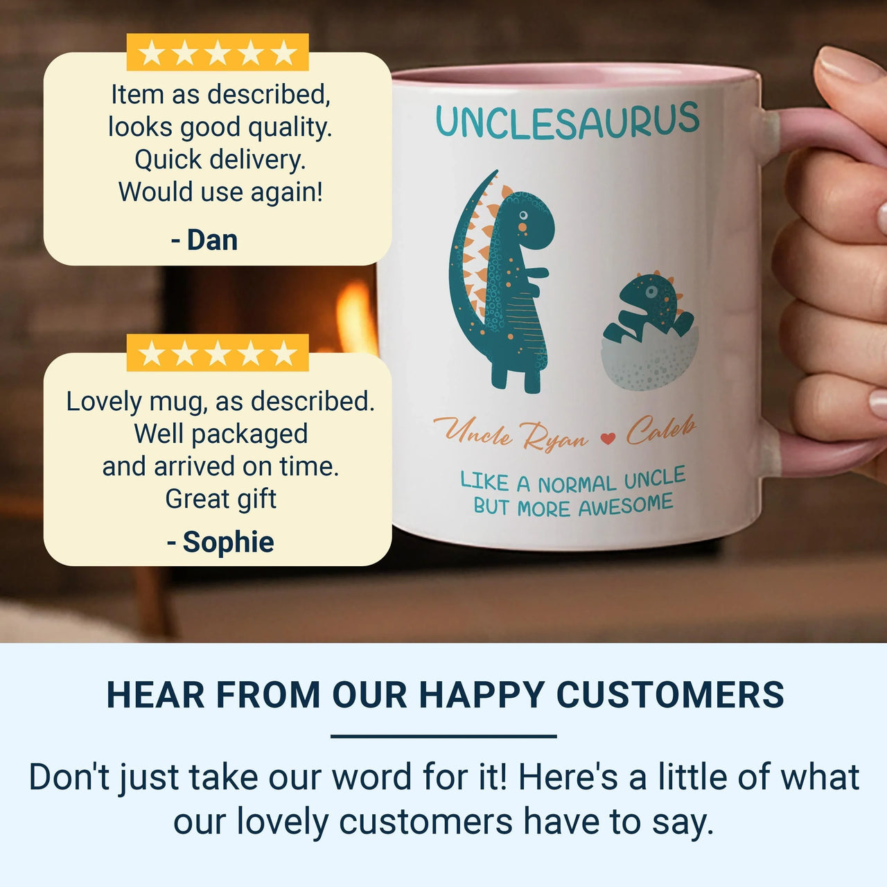 Personalised Uncle Mug – Funny Dinosaur Themed Ceramic Coffee Mug | Birthday Gift