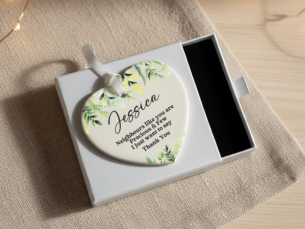 Personalised Neighbour Ornament | Moving Away Gift | Thank You Best Neighbours | Ceramic Heart Keepsake | Friend Hanging Decor