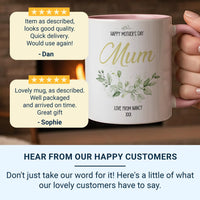 Personalised Mothers Day Mug – Custom Mum Keepsake Present with Gold Script & Florals