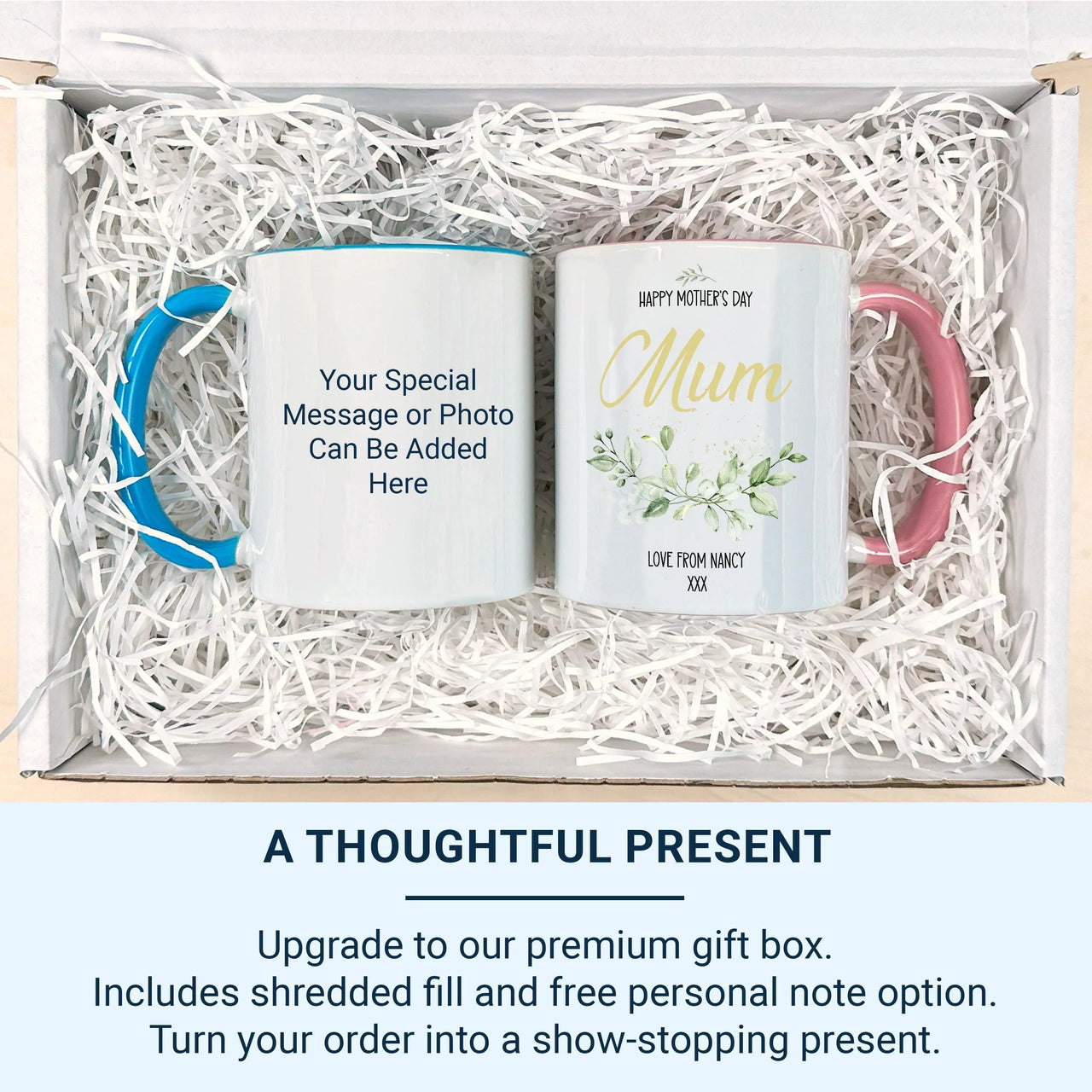 Personalised Mothers Day Mug – Custom Mum Keepsake Present with Gold Script & Florals