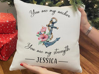 Personalised Anchor Cushion – Nautical Themed Cushion With Custom Name Pillow